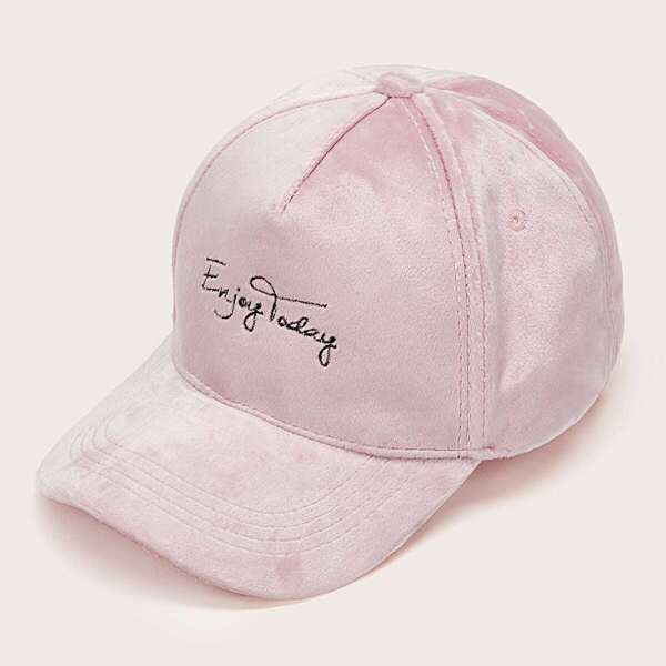

Slogan Embroidery Velvet Baseball Cap