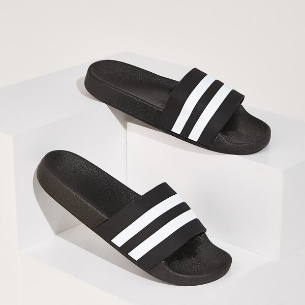 

Men Open Toe Striped Sliders