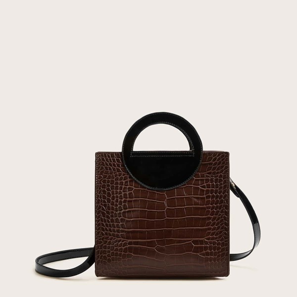 

Croc Embossed Satchel Bag