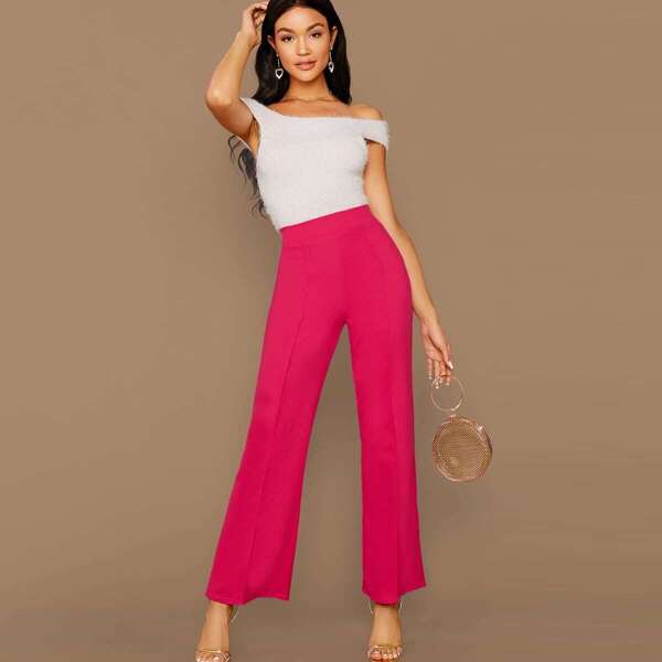 

Neon Pink Wide Band Waist Palazzo Pants