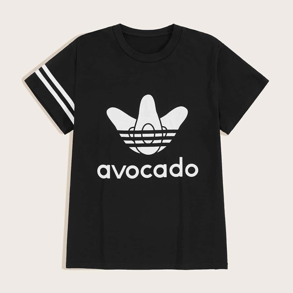

Men Avocado & Stripe Print Short Sleeve Tee