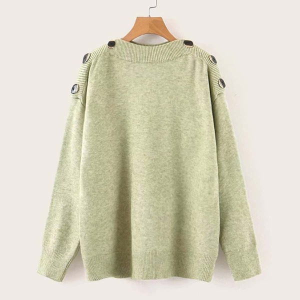 

Button Decoration Drop Shoulder Sweater