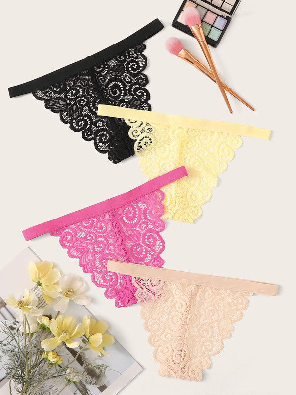

Scalloped Trim Panty Set 4pack, Multicolor