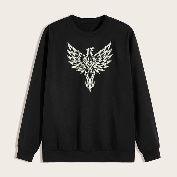 

Men Abstract Eagle Print Sweatshirt