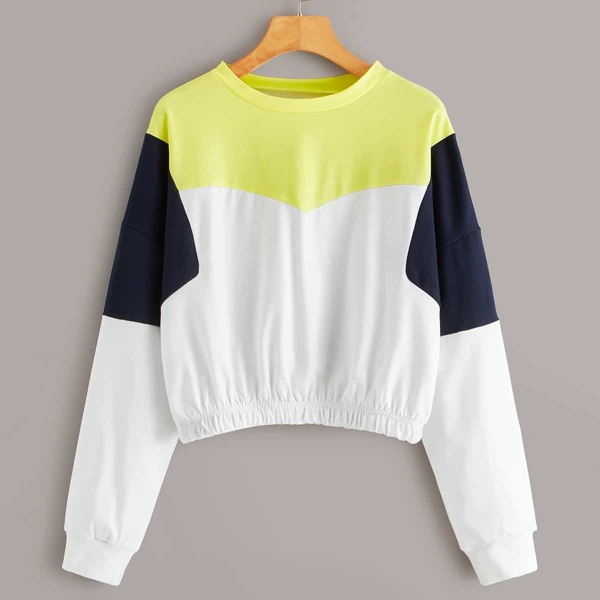 

Color-block Drop Shoulder Sweatshirt, Multicolor