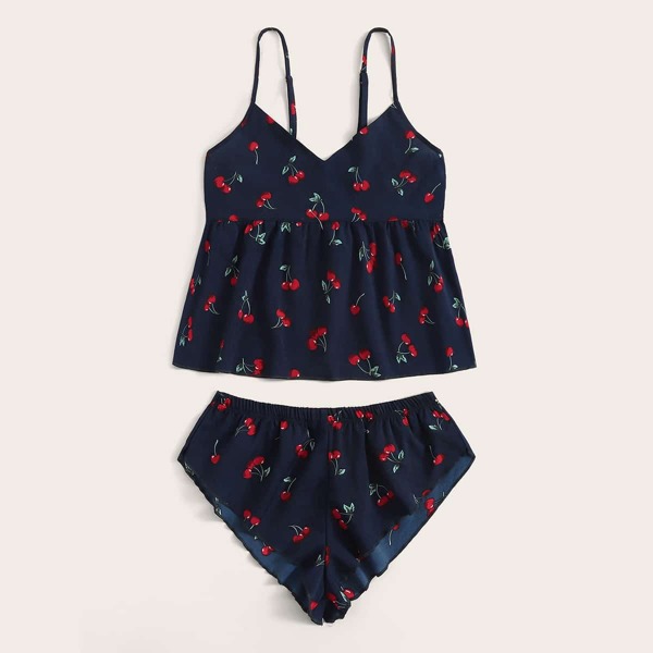 

Cherry Print Ruffle Lingerie Set