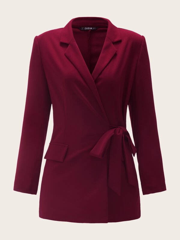 

Notch Collar Knot Side Blazer, Burgundy, Stephanie Rayner