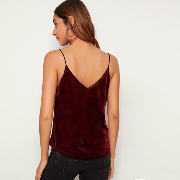 

Double V Neckline Velvet Cami Top