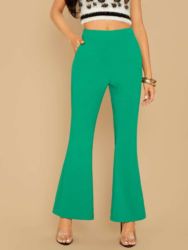 

Pocket Side Flare Leg Pants, Green, Juliette