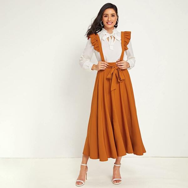 

Ruffle Strap Tie Front Dress, Orange