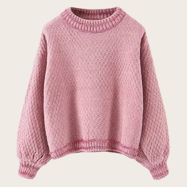 

Contrast Binding Drop Shoulder Bishop Sleeve Sweater