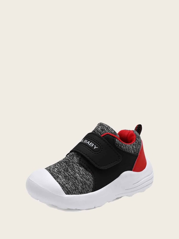 

Baby Letter Print Velcro Strap Sneakers, Multicolor