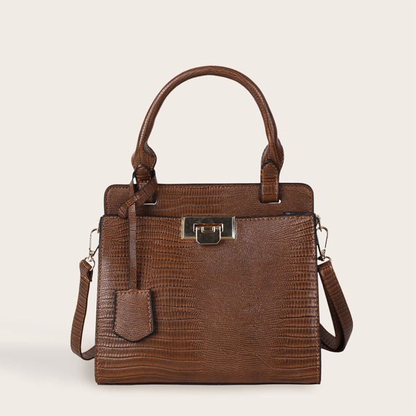 

Croc Embossed Satchel Bag