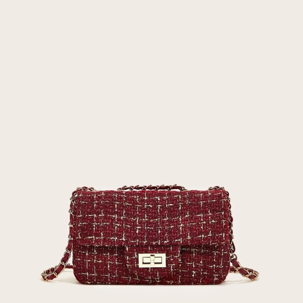 

Twist Lock Tweed Chain Bag