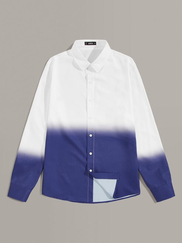 

Men Long Sleeve Ombre Shirt