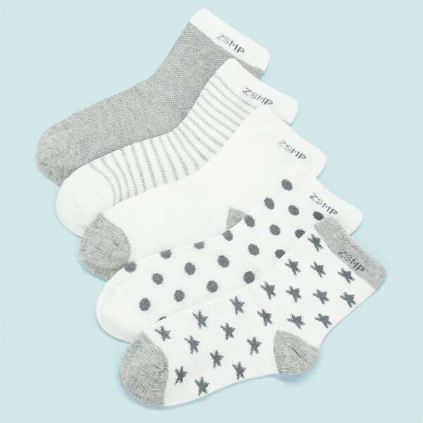 

Toddler Kids Star & Polka Dot Pattern Socks 5pairs