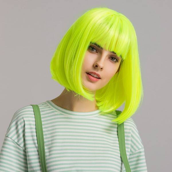 

Neon Green Bob Wig With Bangs