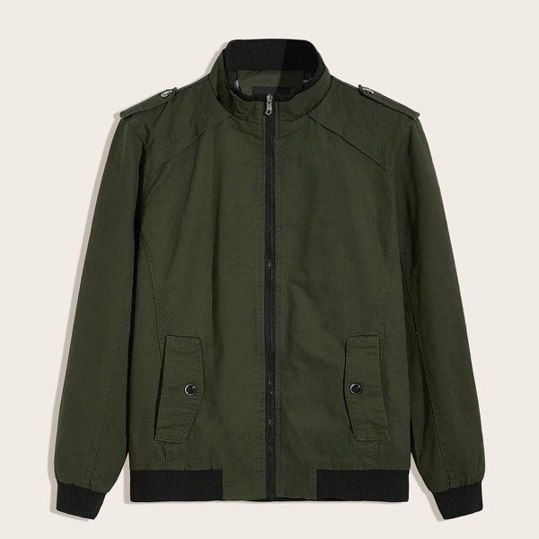 

Men Zip Up Contrast Binding Jacket
