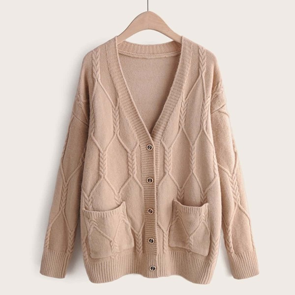 

V Neck Button Front Dual Pocket Cardigan