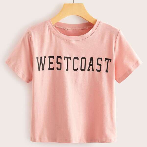 

Round Neck Letter Graphic Tee