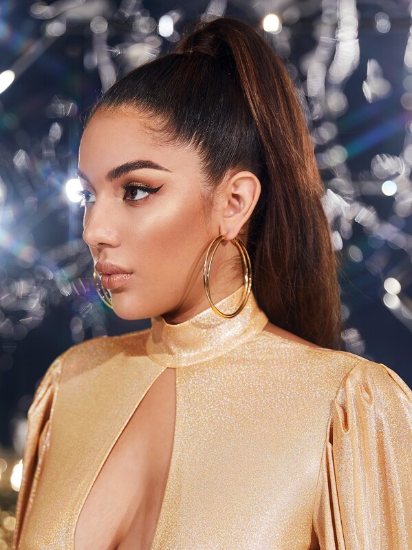 

Double Oversized Hoop Earrings 1pair, Gold