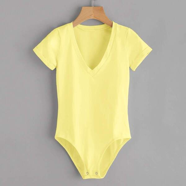 

Solid V-neck Tee Bodysuit