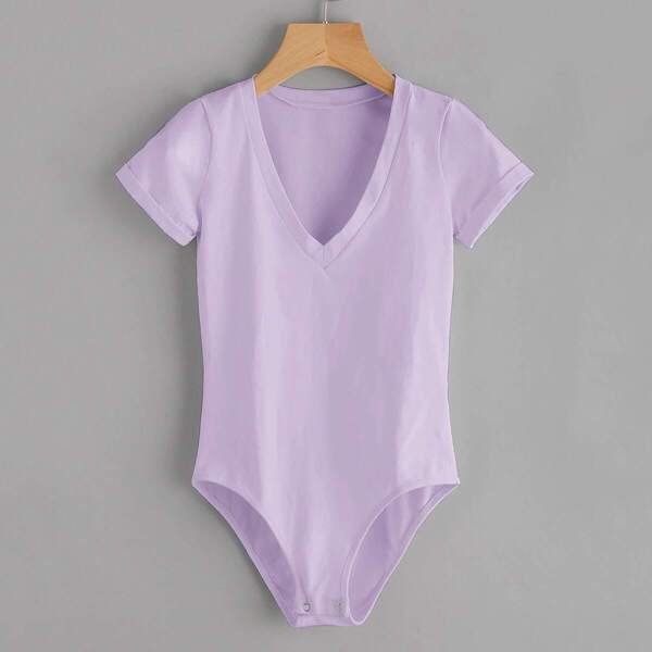 

Solid V-neck Tee Bodysuit