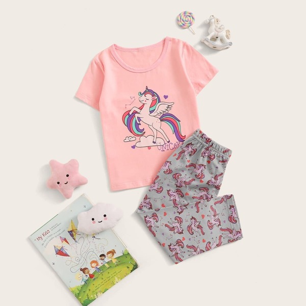 

Toddler Girls Unicorn Print Pajama Set, Multicolor