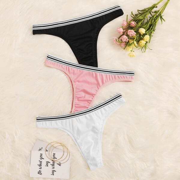 

Striped Trim Panty Set 3pack, Multicolor