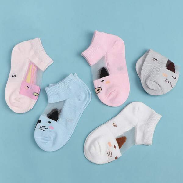 

Baby Cartoon Pattern Mesh Socks 5pairs