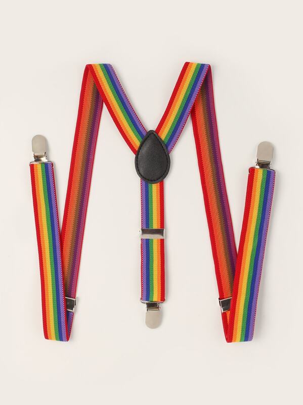 

Men Rainbow Striped Pattern Suspenders, Multicolor