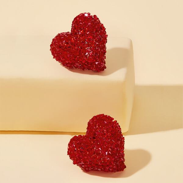 

Heart Stud Earrings 1pair, Red