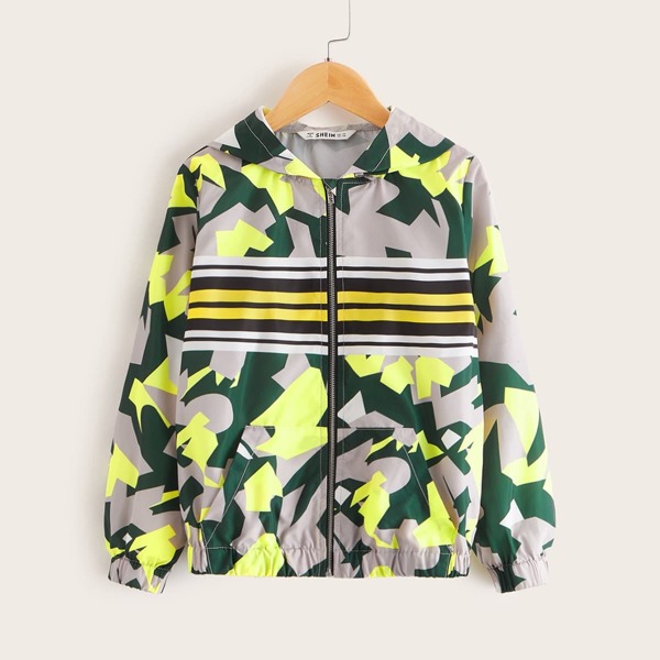 

Boys Pocket Front Geo Print Jacket