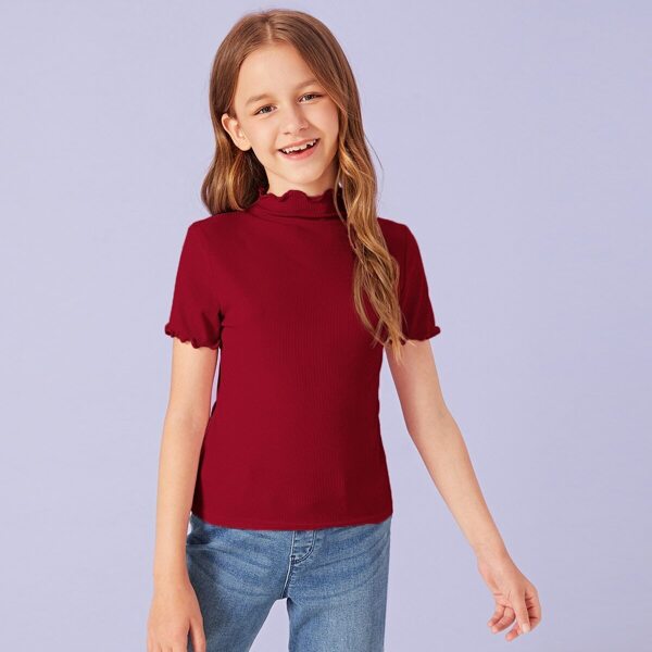 

Girls Mock-Neck Lettuce Trim Top