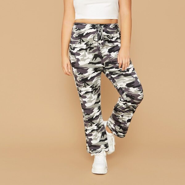 

Plus Camo Print Drawstring Waist Sweatpants, Multicolor