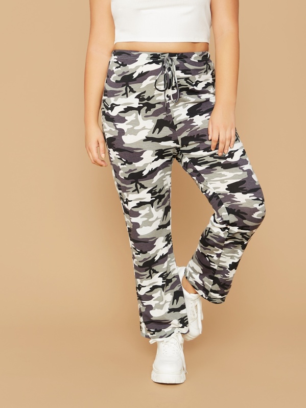 

Plus Camo Print Drawstring Waist Sweatpants, Multicolor, Marcelle Pallais