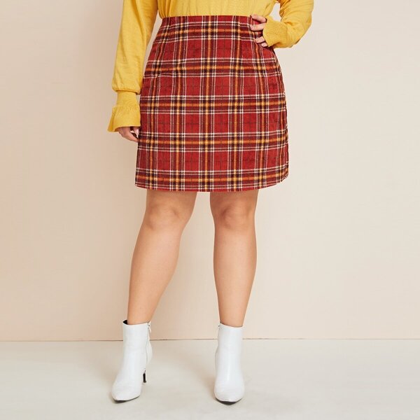 

Plus Tartan Print Skirt