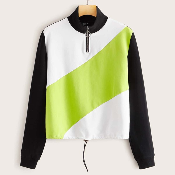 

Half Zipper Front Cut-and-sew Sweatshirt