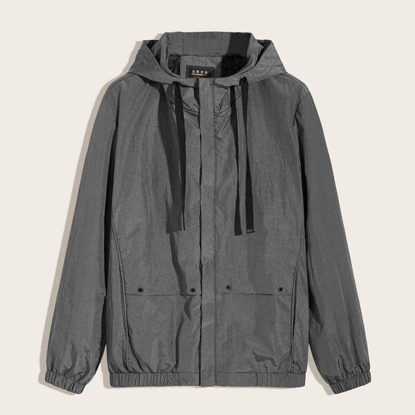 

Men Drawstring Hooded Windbreaker Jacket