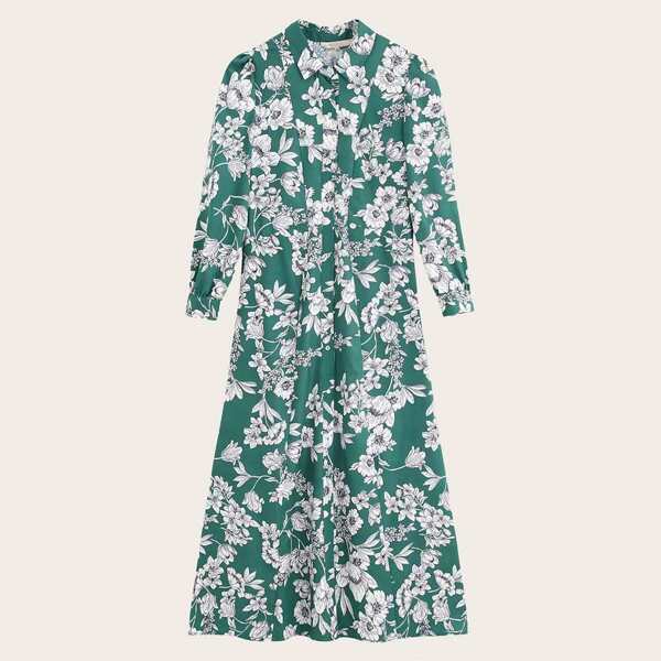 

Floral Print Button Through Shirt Dress
