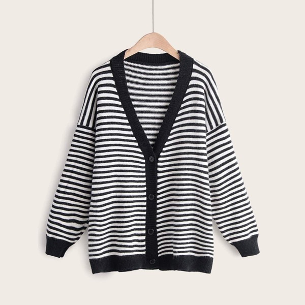 

Striped Drop Shoulder Cricket Cardigan