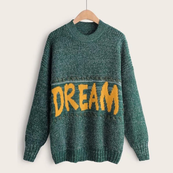 

Letter Pattern Drop Shoulder Sweater