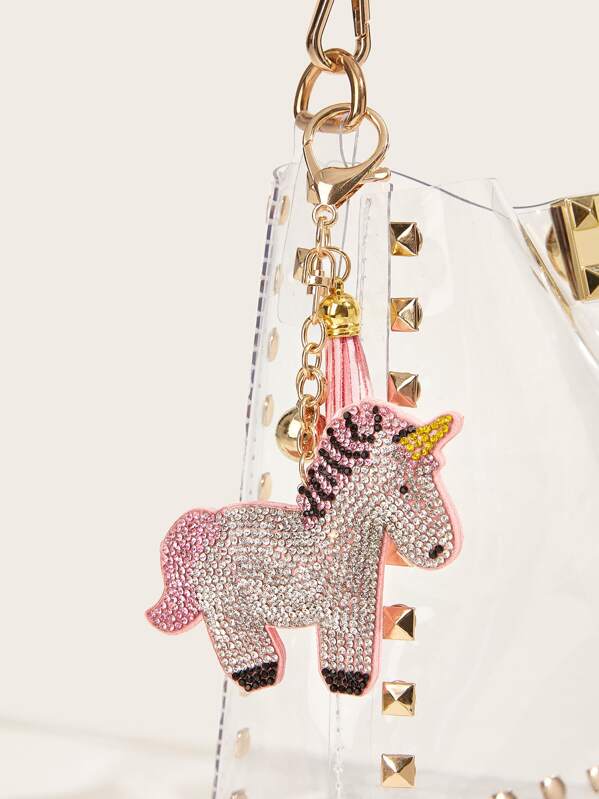 

Rhinestone Overlay Unicorn Bag Accessory, Multicolor