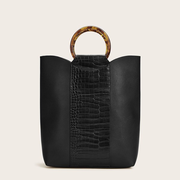 

Ring Handle PU Tote Bag