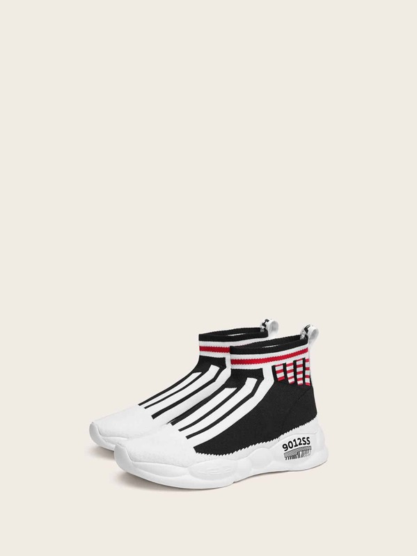 

Toddler Girls Striped High Top Knit Trainers, Multicolor