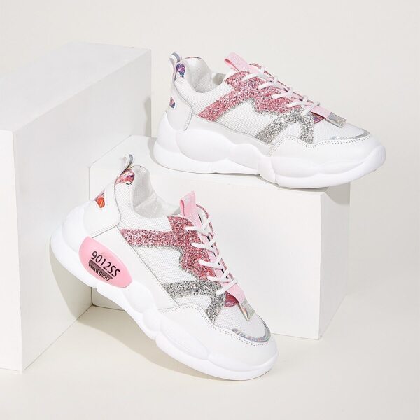 

Lace-up Front Glitter Trainers