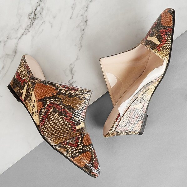 

Point Toe Snakeskin Wedges