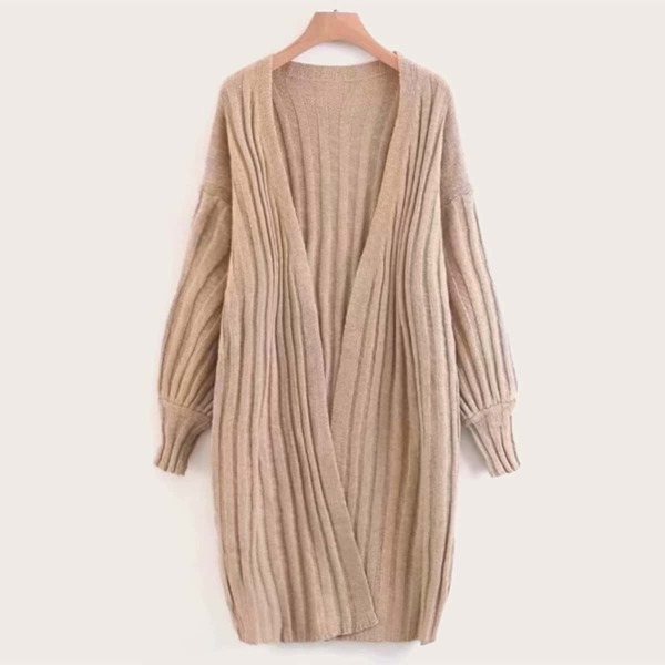 

Drop Shoulder Solid Longline Cardigan, Khaki