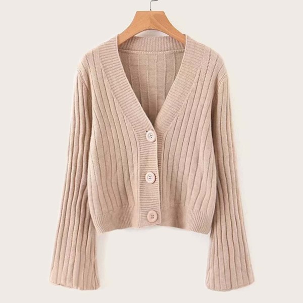 

Button Through Solid Crop Cardigan