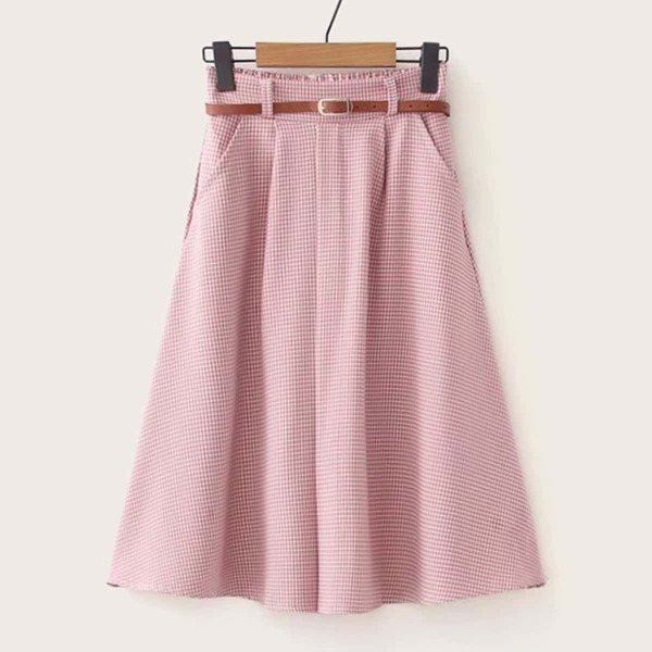 

Self Tie Plaid Midi Skirt